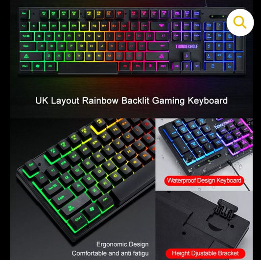 Tastatura + Miš + Podloga T-Wolf TF-31 Gaming Combo Set 3-1 rgb crna